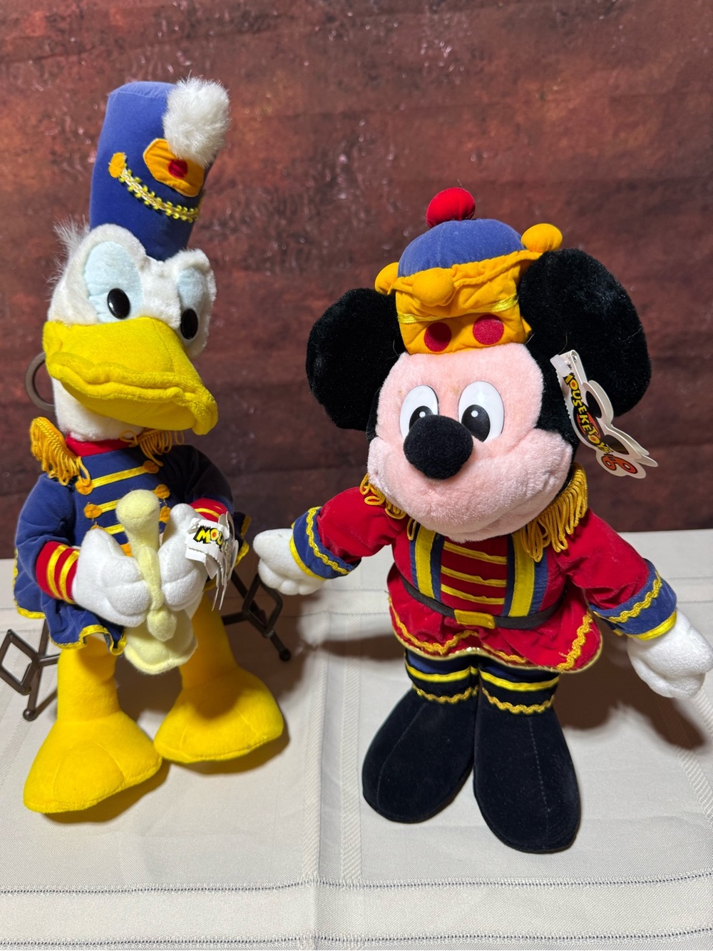 VINTAGE DISNEY MICKEY & DONALD NUTCRACKER CHRISTMAS PLUSH PAIR